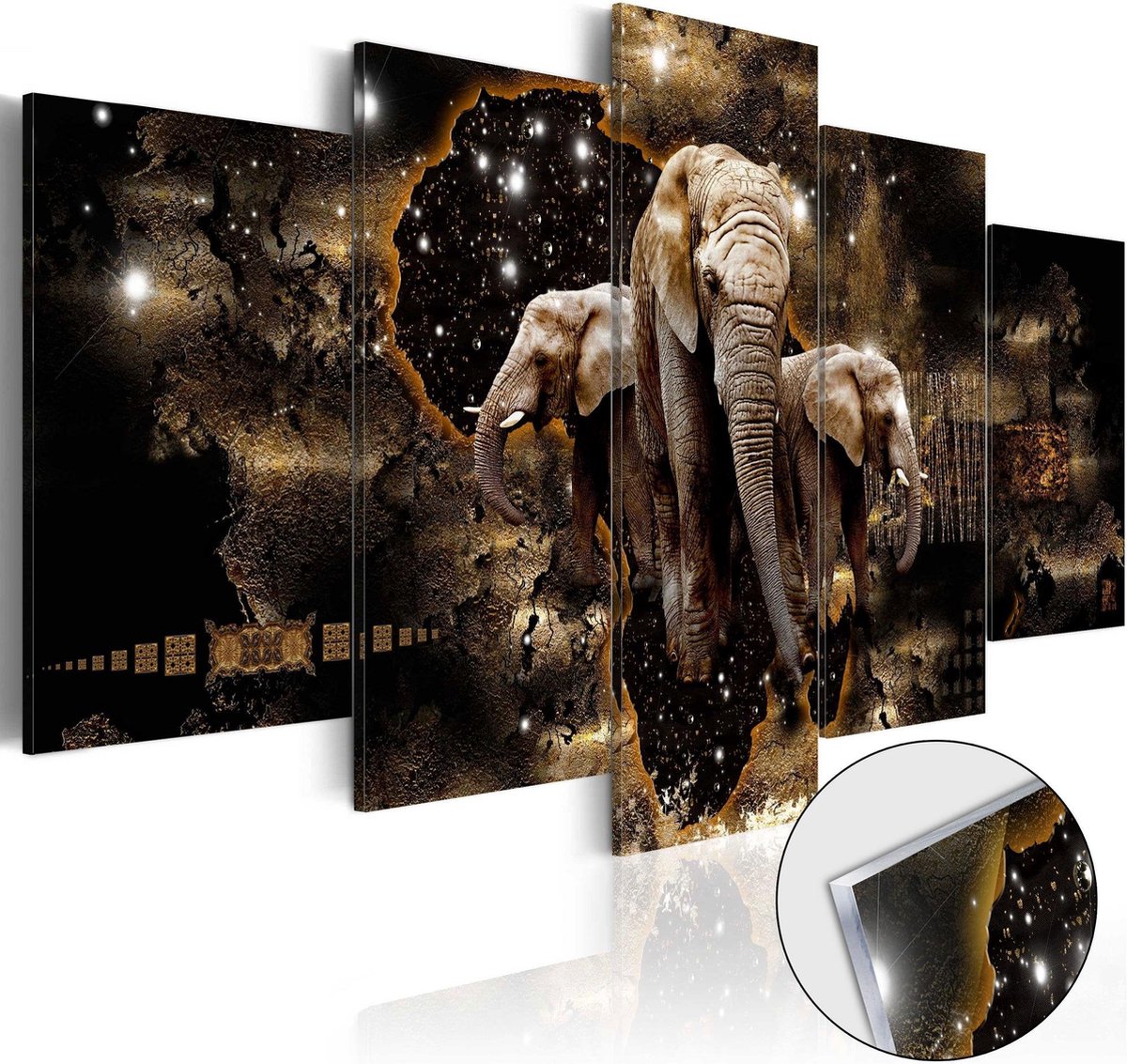 Afbeelding op acrylglas - Brown Elephants [Glass]